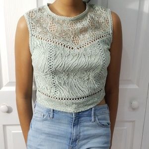 Mint green lace top